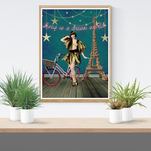 Poster Vive em um mundo de sonhos Arte Alterada Engraçado (Criador carregado)