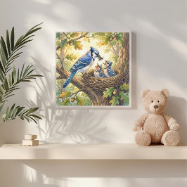 Poster Viveiro Mãe Azul-Jay e Filhotes
