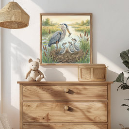 Poster Viveiro Mama Heron and Chicks