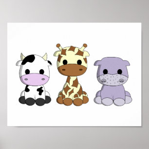 Poster Viveiros de cartoon de girafa de vaca girafa
