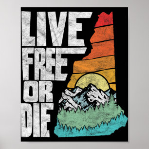 Poster Viver ou Morrer Retro Natureza de New Hampshire 