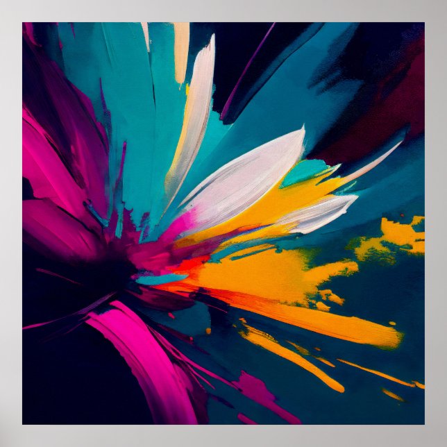 Poster Vivid Bloom – Explosive Abstract Floral Energy (Frente)