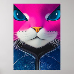 Poster Vivid Cyborg Cat Closeup