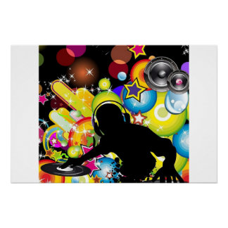 Póster Vivid DJ Music Wall Art | Modern Gloslossy Poster
