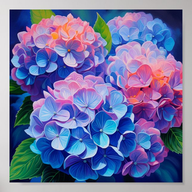 Poster Vivid Hydrangeas (Frente)