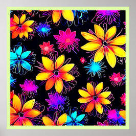 Poster Vivid Neon Floral
