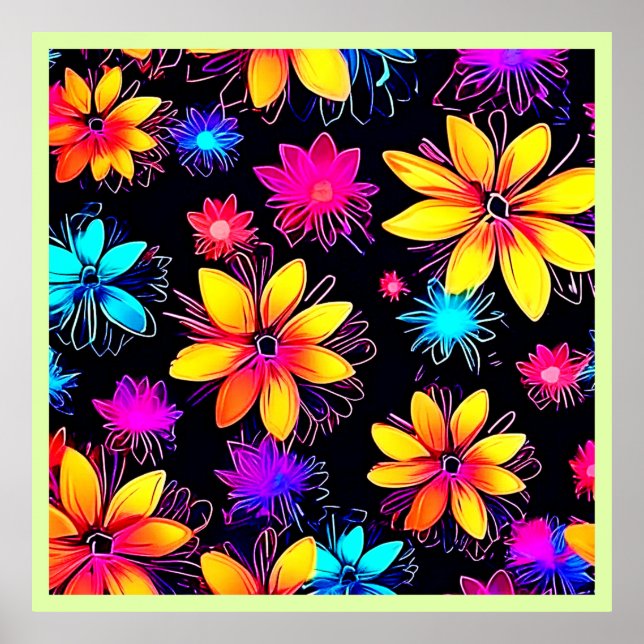 Poster Vivid Neon Floral (Frente)