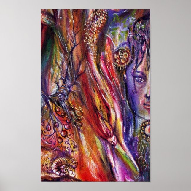 Poster VIVIEN E MERLIN Arthurian Legends Watercolor (Frente)