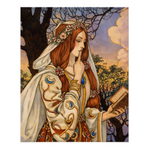 Póster Vivien – Ilustração Art Nouveau da Encantadora