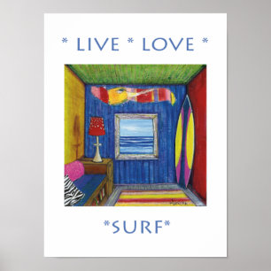 Poster vivo do surf do amor