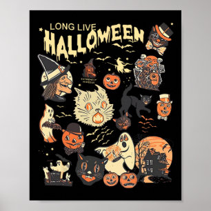 Poster Vivo Vivo Vintage Pumpkin Witch Ghost Bl