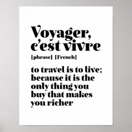 Poster Vivre Viagem francês Inspiracional Voyager C