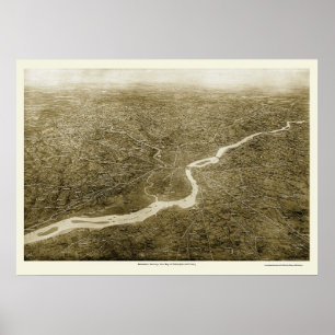 Póster Vizinhança de Philadelphfia, mapa panorâmico do 