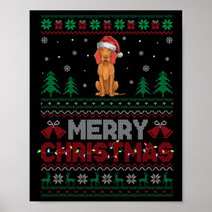 Poster Vizsla Dog Amava Santa Hat Árvores de Natal