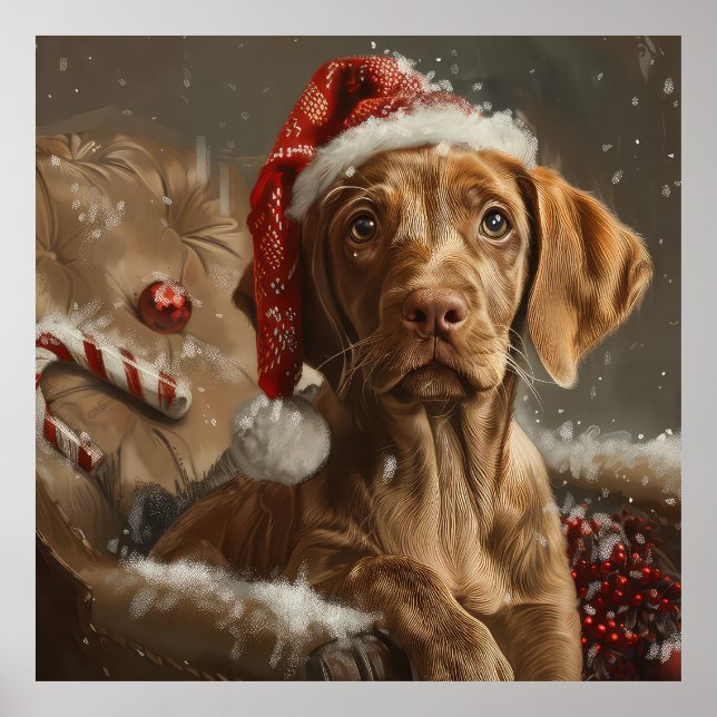 Poster Vizsla Dog Christmas Festivo (Frente)