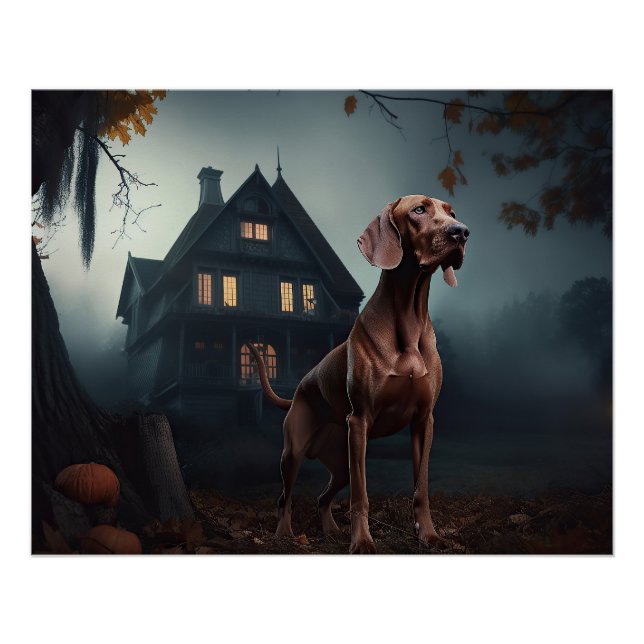 Póster Vizsla Halloween Assustador (Frente)