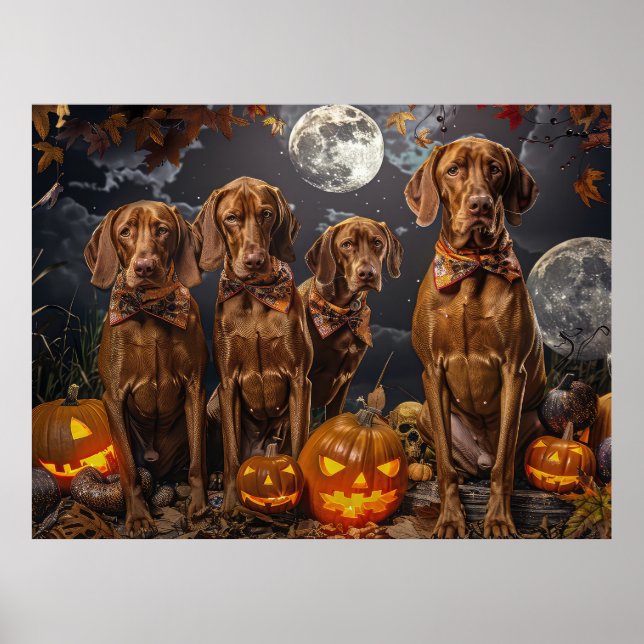 Poster Vizsla Halloween Assustador (Frente)