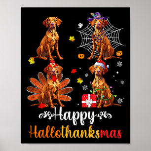 Poster Vizsla Lover Halloween Feliz Natal Feliz Alho