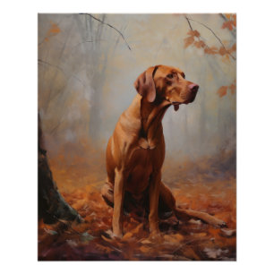 Póster Vizsla no Outono Leaves Caiem Inspire