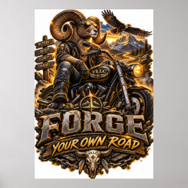 Poster VLLC Forge Your Own Road Motorcycle Biker Skeleton