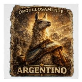 Póster VLLC Orgullosamente Argentino Llama Mate Patriotic