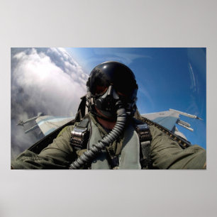 Poster Voando a opinião de combate da cabina do piloto d