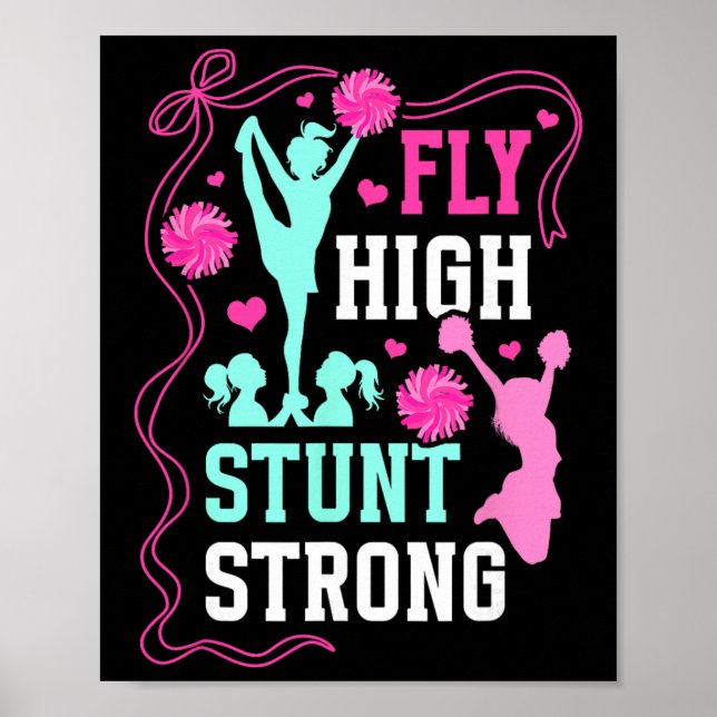 Poster Voar Alto Acrobacia Forte Grito Voador Cheerleadin (Frente)