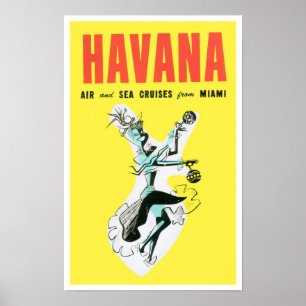 Poster Voar para Havana Cuba viagens vintage