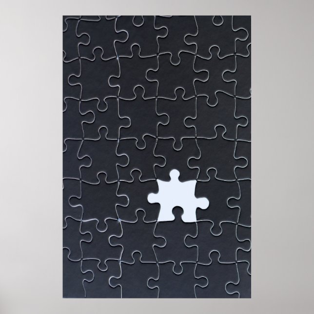 Póster Você Completa Me Romântico Preto e Branco Jigsaw (Frente)