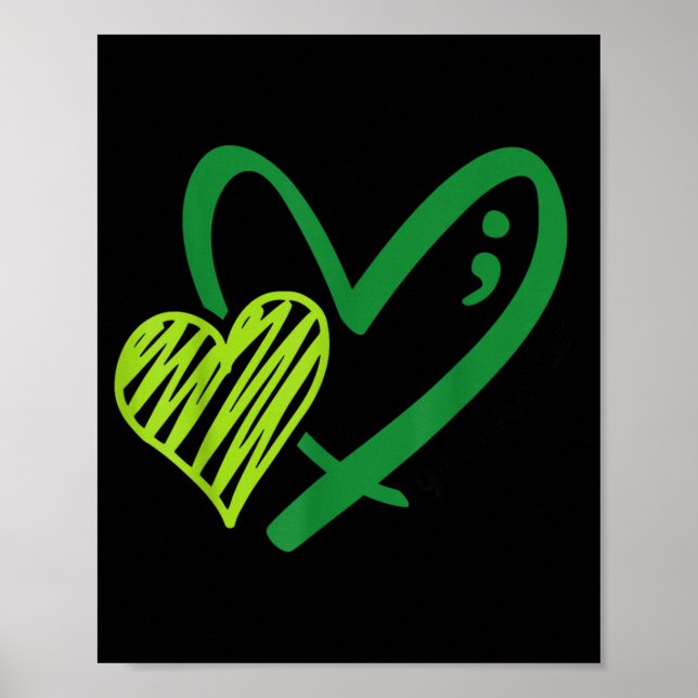 Poster Você Coração Verde Ponto e Vírgula Conscientização (Frente)