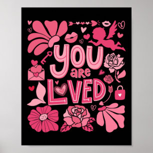 Poster Você É Amado Boho Dia dos Namorados Floral