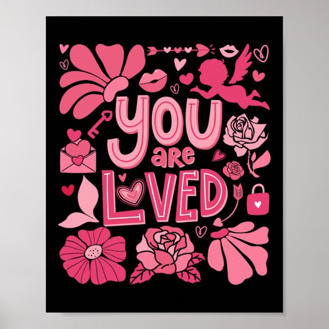 Poster Você É Amado Boho Dia dos Namorados Floral (Frente)