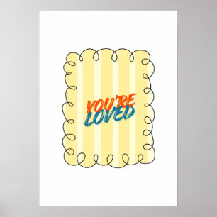 Poster Você é Amado Citação Retro Faixa Amarela Arte para