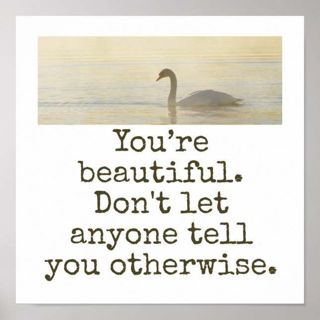 Poster Você é bonita - citação de beleza (Frente)