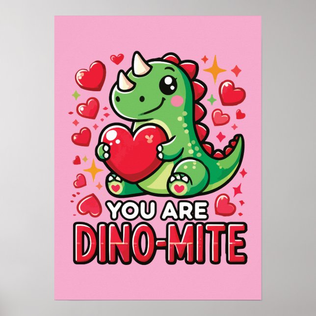 Poster Você É Dino-Mite - Dia de os namorados De Dinossau (Frente)