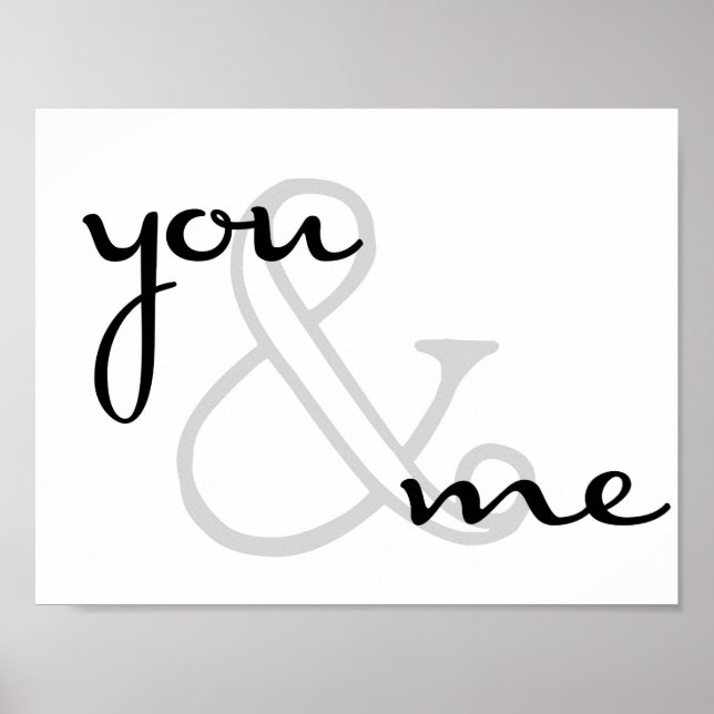 Póster você e eu design moderno preto e branco amor (Frente)