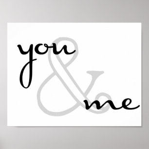 Póster você e eu, o amor branco preto moderno design