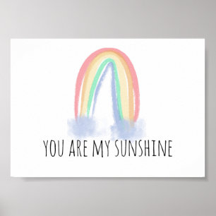Poster Você é meu arco-íris pintado à aguarela sol