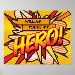 Poster Você é meu HEROI Arte Pop de Quadrinhos Retrô Dive