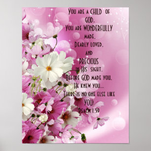 Poster Você é um Filho de Deus Estampa Floral – Salmo 139