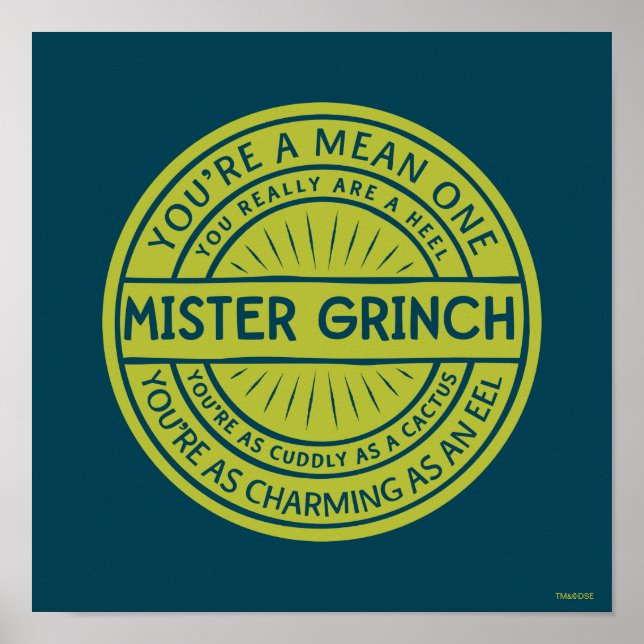 Poster Você É Um Mau Sujeito Senhor Grinch Citação (Frente)