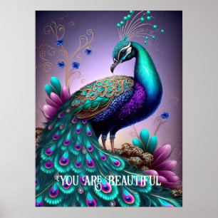Poster Você É Uma Bela Citação Inspiradora Peacock