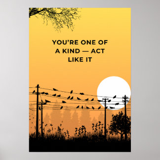 Poster Você é único — aja como tal. Motivação