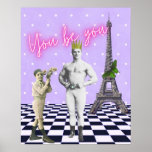 Poster Você É Você Capacitando A Pop Art<br><div class="desc">A vinheta divertida e divertida tem empoderado a mensagem para todos tentando viver sua verdade. Escoteiros de fotos de rapaziões,  textos de neon "Você é você" e um tabuleiro de xadrez e cena de fundo da Torre Eiffel.</div>