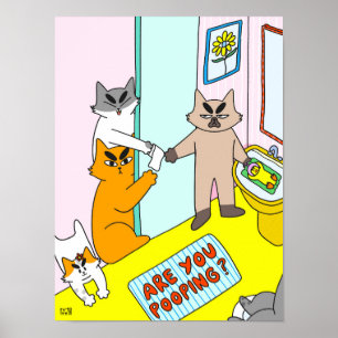 Poster Você Está Fazendo Cocô? Gato Engraçado Colorido