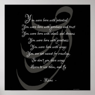 Poster Você estava nascer com asas Rumi sabedoria