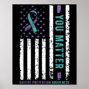 Poster Você Faixa Verde-azulado & Roxa Prevenção ao Suicí