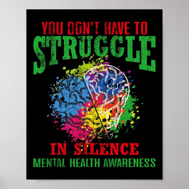 Poster Você Não Tem Que Sofrer Em Silêncio Saúde Mental (Frente)