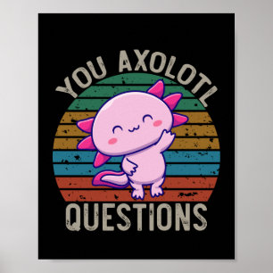 Poster Você Perguntas Axolotl Retro 90s Vintage Pôr do So