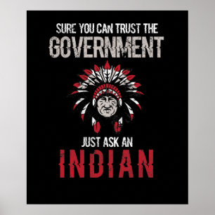 Poster Você Pode Confiar No Dia Nativo Americano Governo